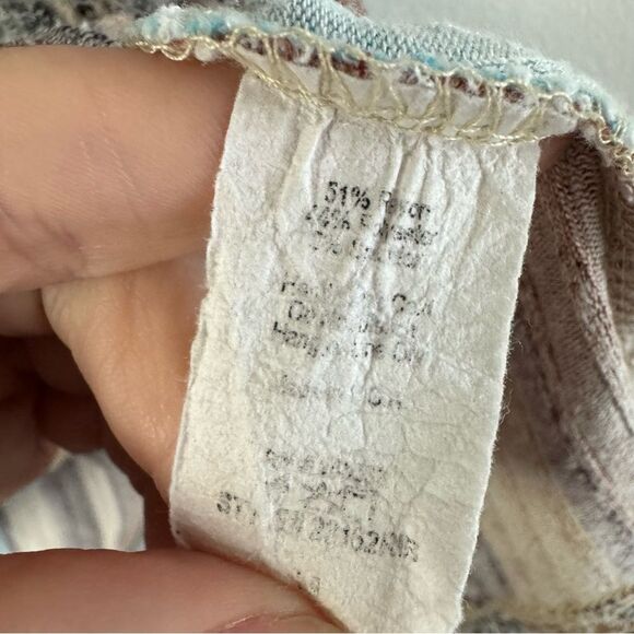 Anthropologie W5 Button blue cream striped sleeveless blouse Cotton Blend Medium - Picture 7 of 8